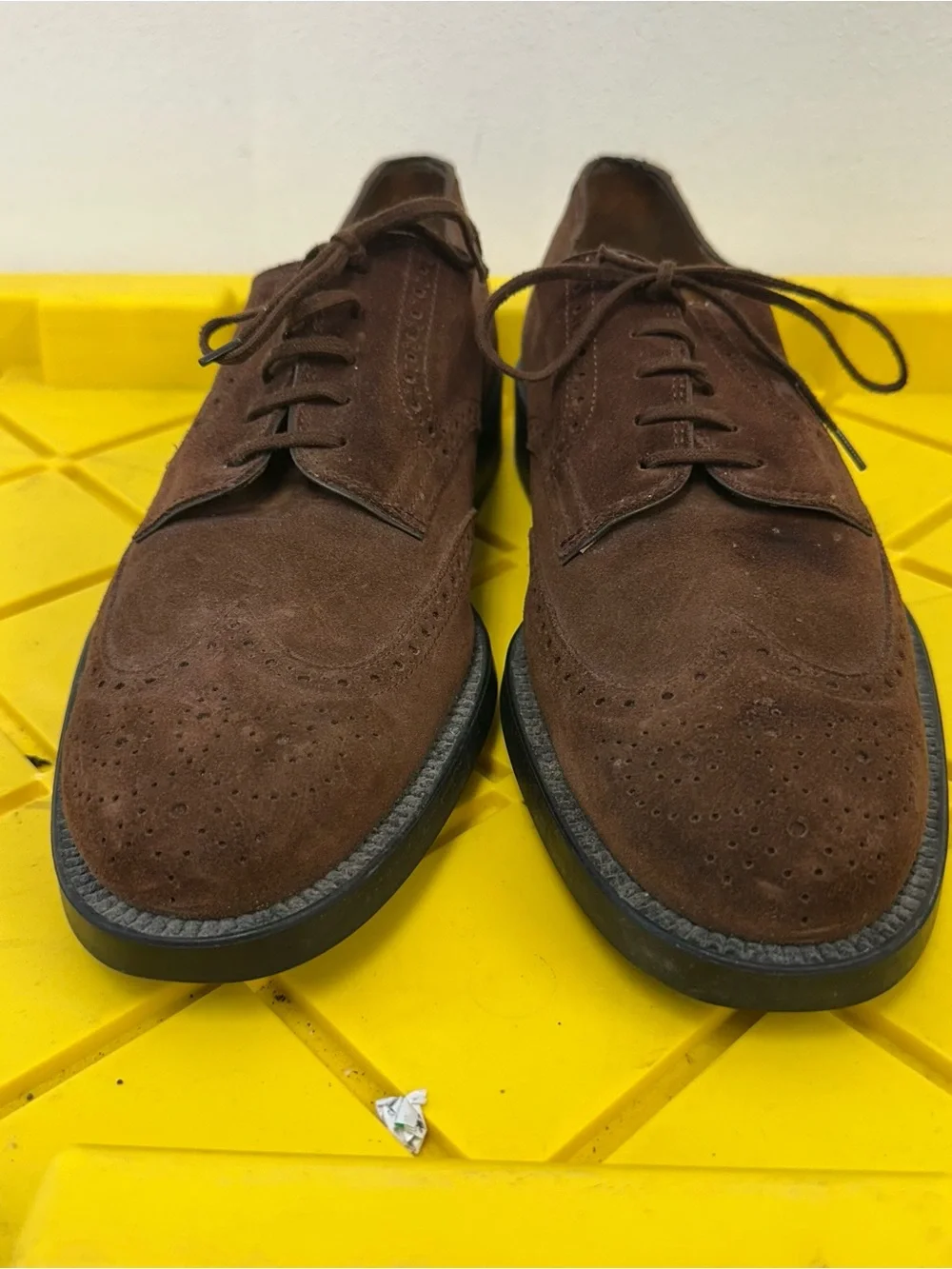 Tod's Shoes Suede Leather Wingtip Brogue Derby Mens Size 10 Brown Made In Italy